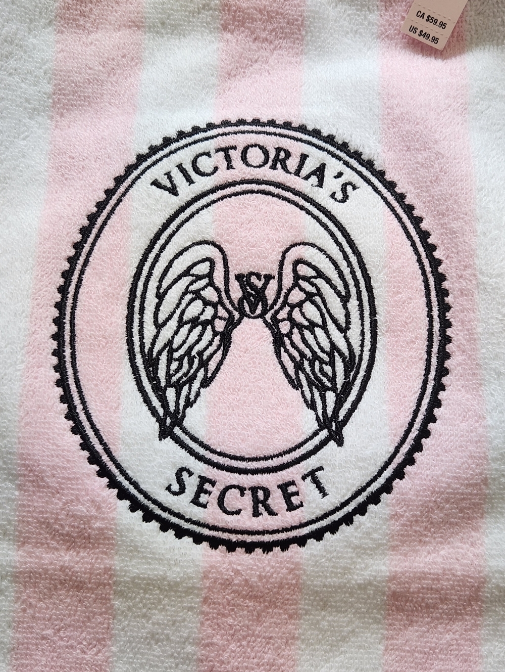 NWT Victoria's Secret Angel Essentials Terry Tote Bag - Pink & White Stripes - Picture 4 of 13
